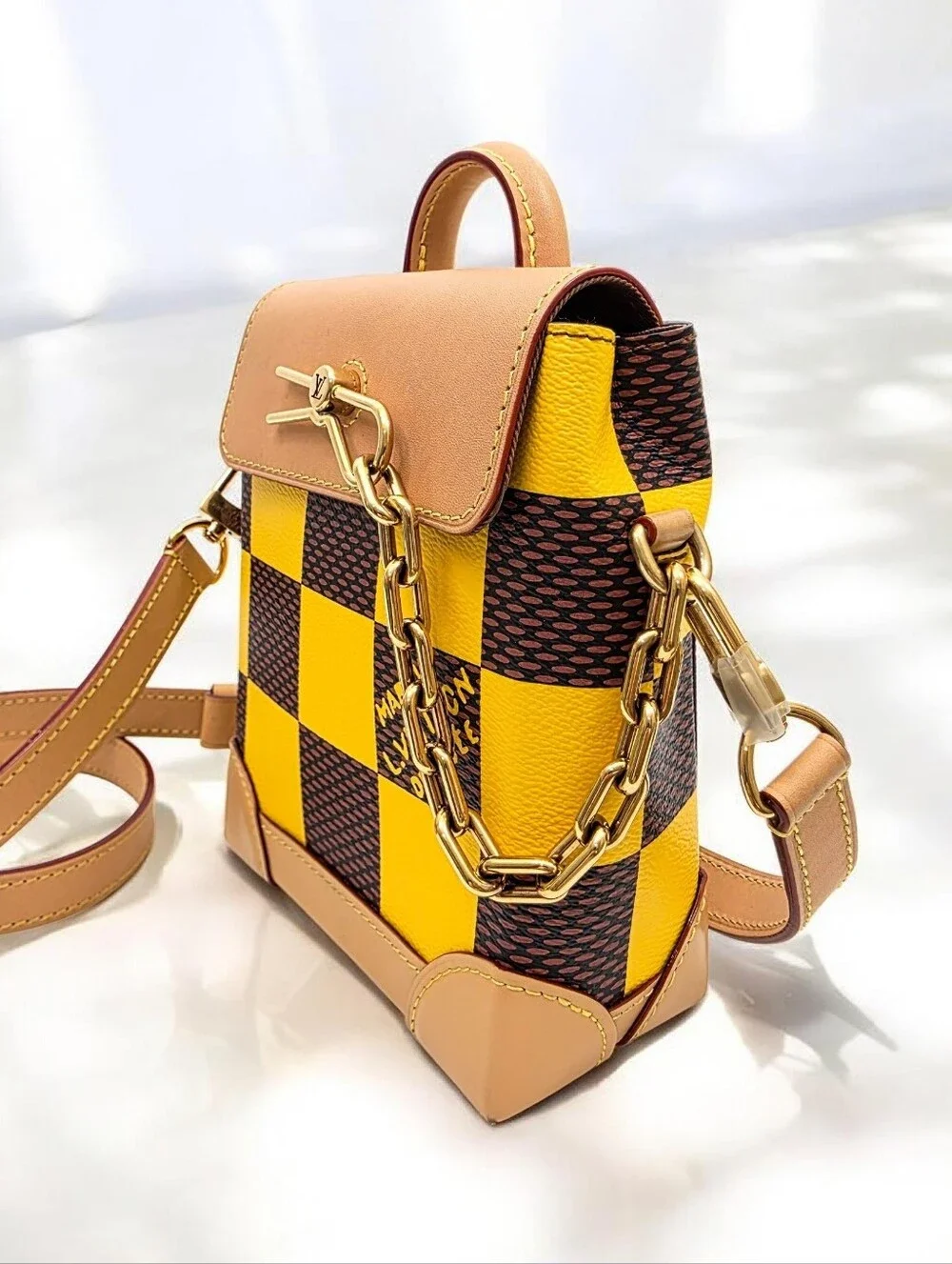 Louis Vuitton Nano Steamer Damier Pop Yellow N40536 Crossbody Bag